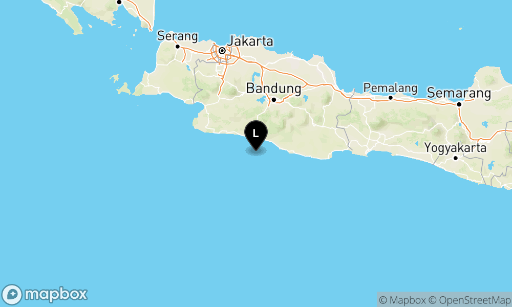 Peta episentrum gempa M4.2 — Pusat gempa berada di laut 81 km Selatan Kab Bandung