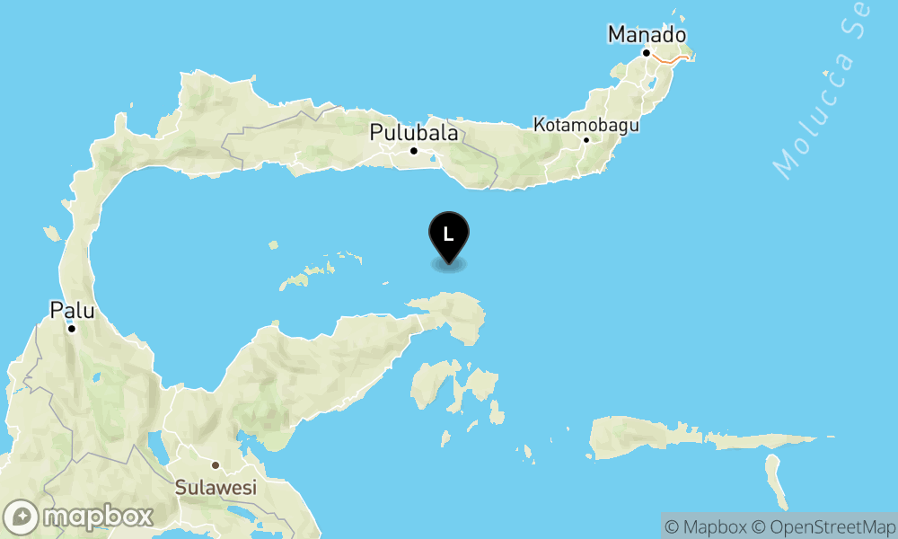 Peta episentrum gempa M4.9 — Pusat gempa berada di laut 74 km timur laut Banggai