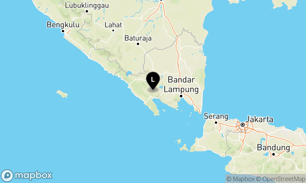 Peta episentrum gempa M2.6 — Pusat gempa berada di darat 22 km Barat Laut Tanggamus