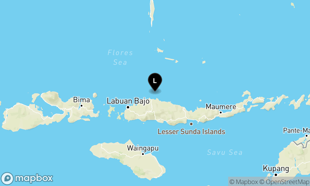 Peta episentrum gempa M4.1 — Pusat gempa berada di laut 54 km Utara Ruteng, Manggarai