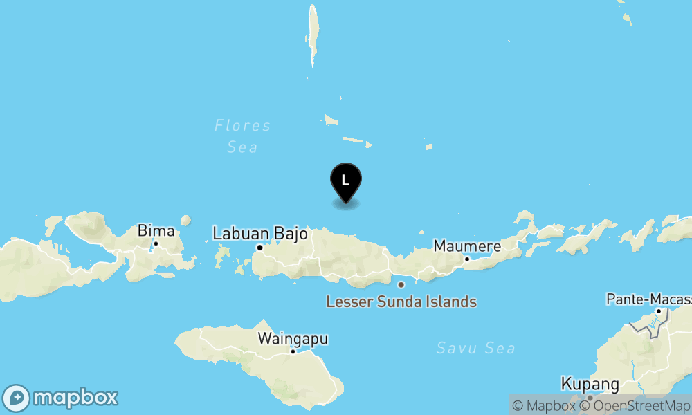 Peta episentrum gempa M4.8 — Pusat gempa berada di laut 76 km timur laut Ruteng - Manggarai
