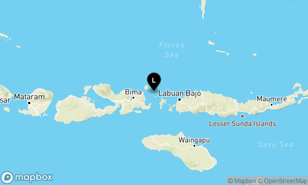 Peta episentrum gempa M4.6 — Pusat gempa berada di laut 57 km timur Kota Bima