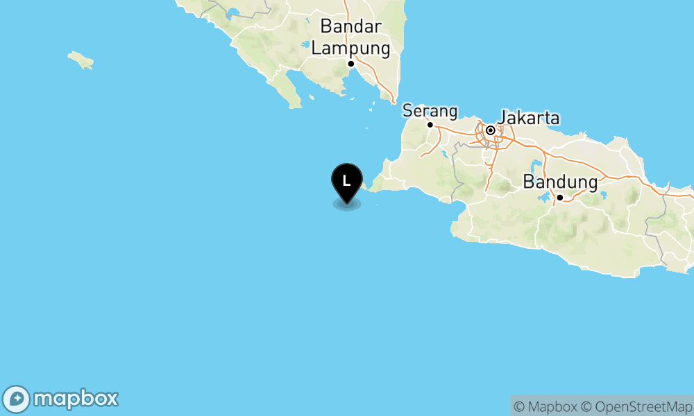 Peta episentrum gempa M4.7 — Pusat gempa berada di laut 58 km barat daya Sumur