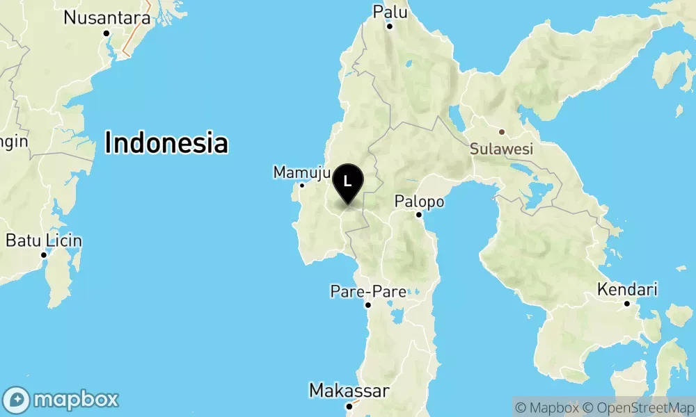Peta episentrum gempa M2.5 — Pusat gempa berada di darat 2.7 km timur laut Mamasa