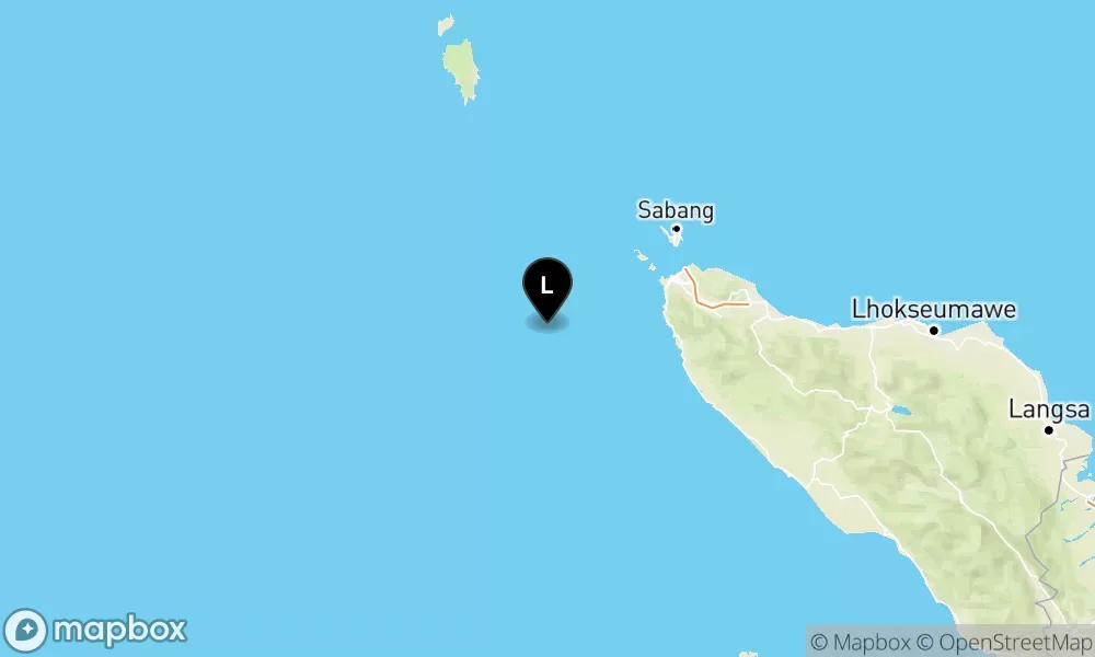 Earthquake epicenter map M4.5 — Pusat gempa berada di laut 127 km Barat Daya Kota Sabang