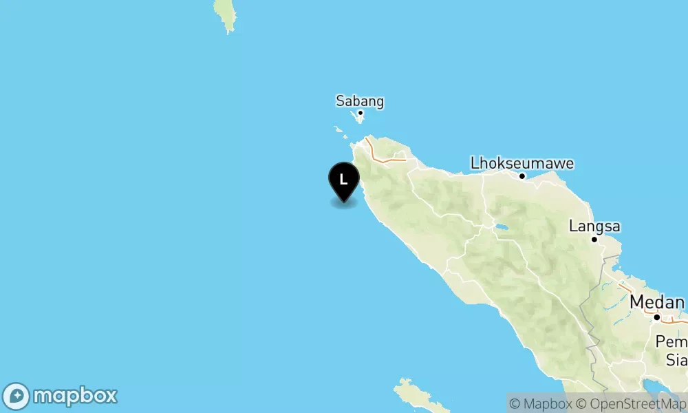 Earthquake epicenter map M4.1 — Pusat gempa berada di laut 54 km barat laut Calang-Aceh Jaya
