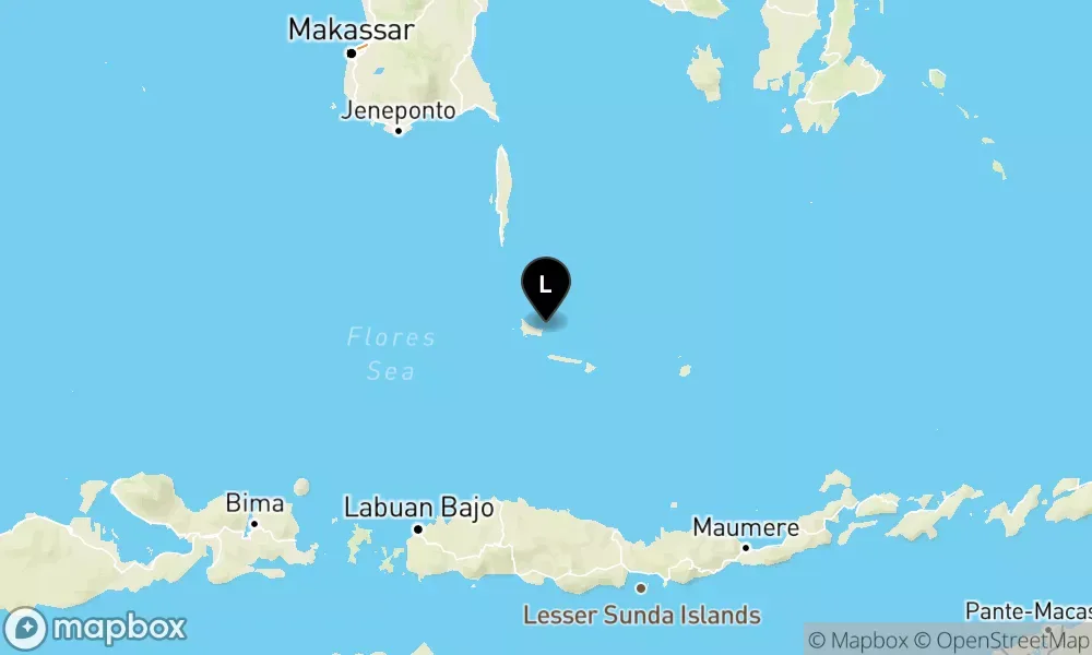 Peta episentrum gempa M5.1 — Pusat gempa berada di laut 111 km tenggara Selayar