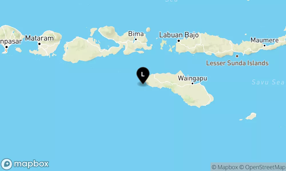 Peta episentrum gempa M6.1 — Pusat gempa berada di Laut 14 km baratdaya Kodi-Sumba baratdaya