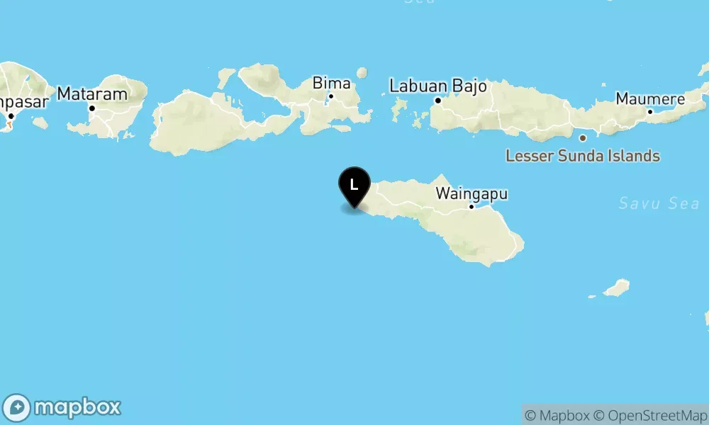 Peta episentrum gempa M4.8 — Pusat gempa berada di laut 13 km Selatan Kodi-Sumba Barat Daya