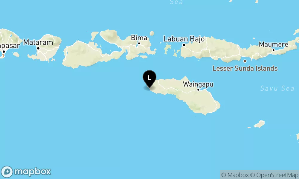 Earthquake epicenter map M3.9 — Pusat gempa berada di laut 6 Km selatan Kodi, Sumba Barat Daya