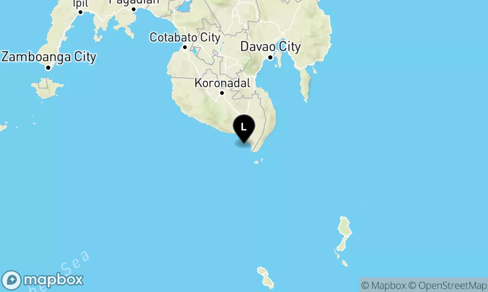 Peta episentrum gempa M5.8 — Pusat gempa berada di laut 230 km barat laut Tahuna - Kep.Sangihe