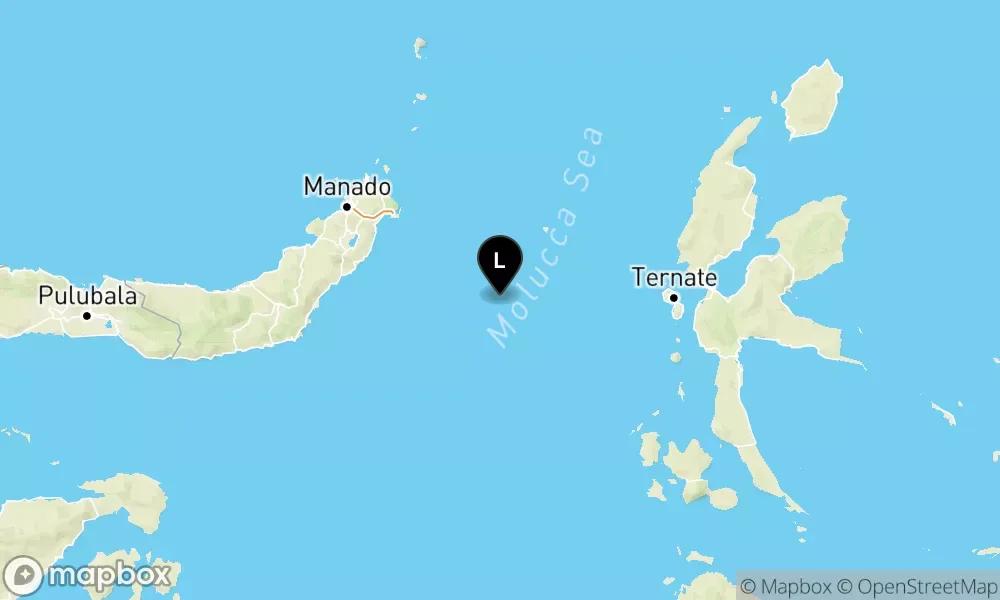 Peta episentrum gempa M5.1 — Pusat gempa berada di laut 125 km Tenggara Bitung