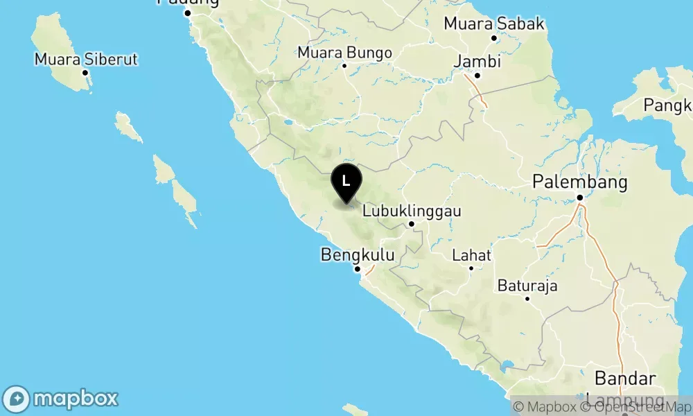 Peta episentrum gempa M5.2 — Pusat gempa berada di darat 6 km BaratLaut Lebong