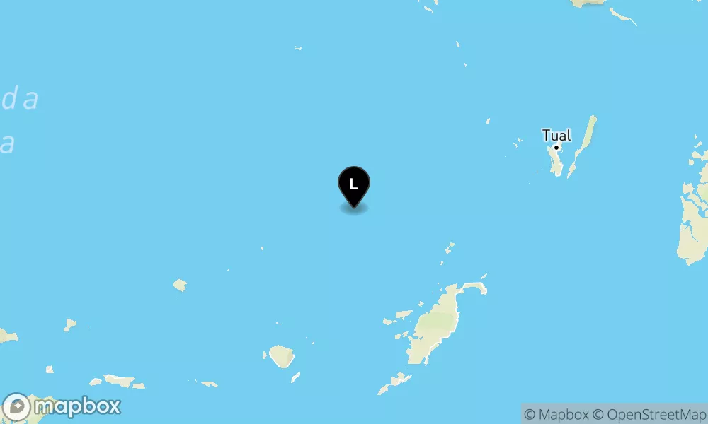 Earthquake epicenter map M6.4 — Pusat gempa berada di laut 60 km Baratlaut Larat-Kep.Tanimbar