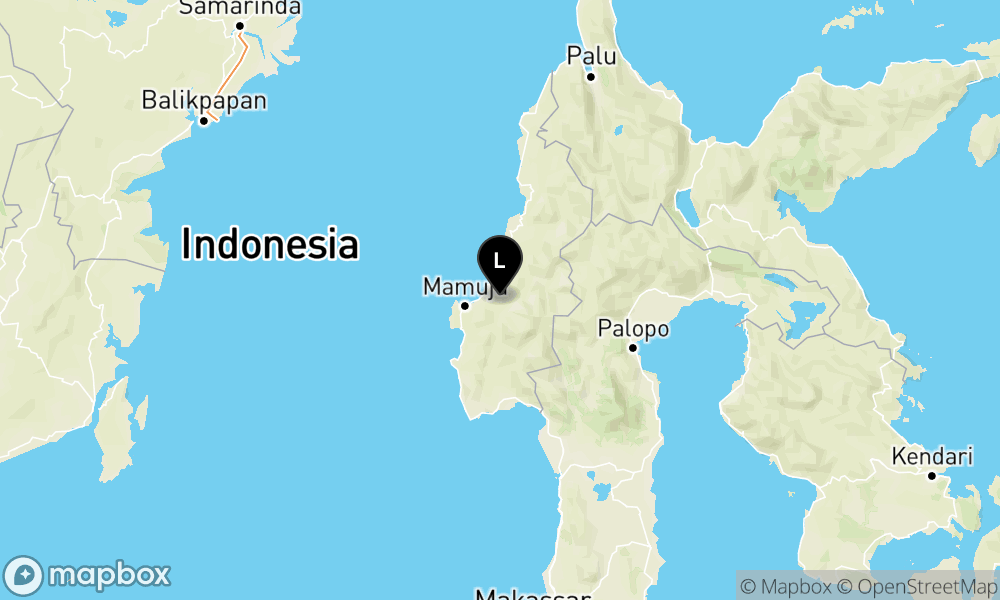 Peta Gempa Pusat gempa berada di darat 36 km Barat Laut Mamasa