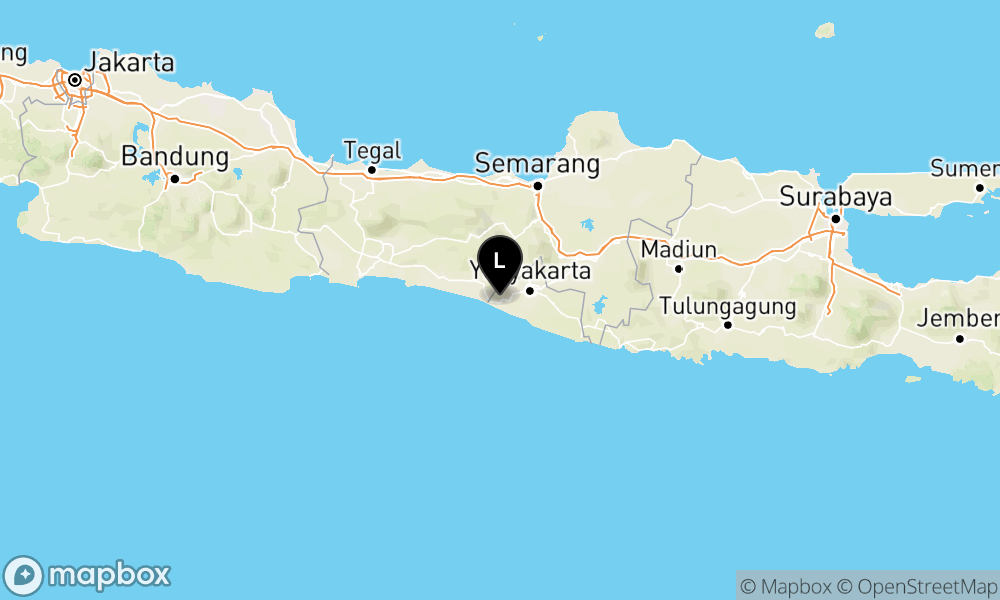 Peta Gempa Pusat gempa berada di darat, 7 km barat daya Kulonprogo - DIY