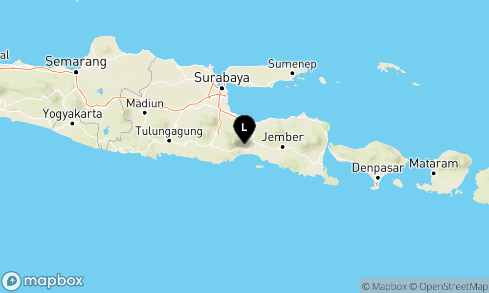 Peta Gempa Pusat gempa berada di darat 14 km barat daya Lumajang