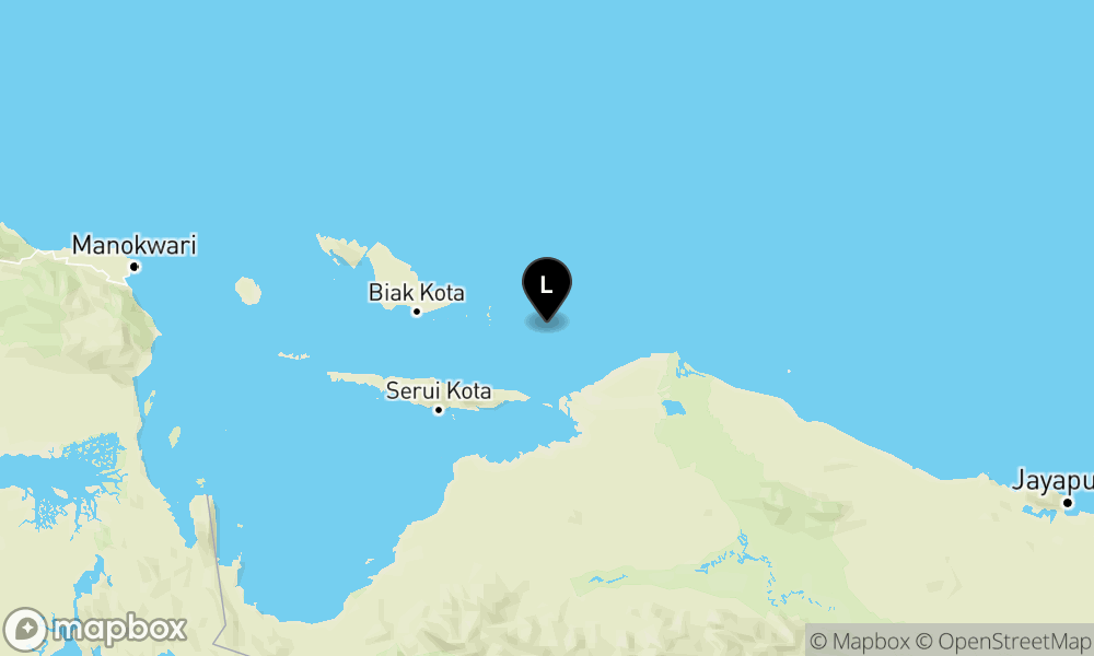 Peta Gempa 105 km TimurLaut KEP-YAPEN-PAPUA
