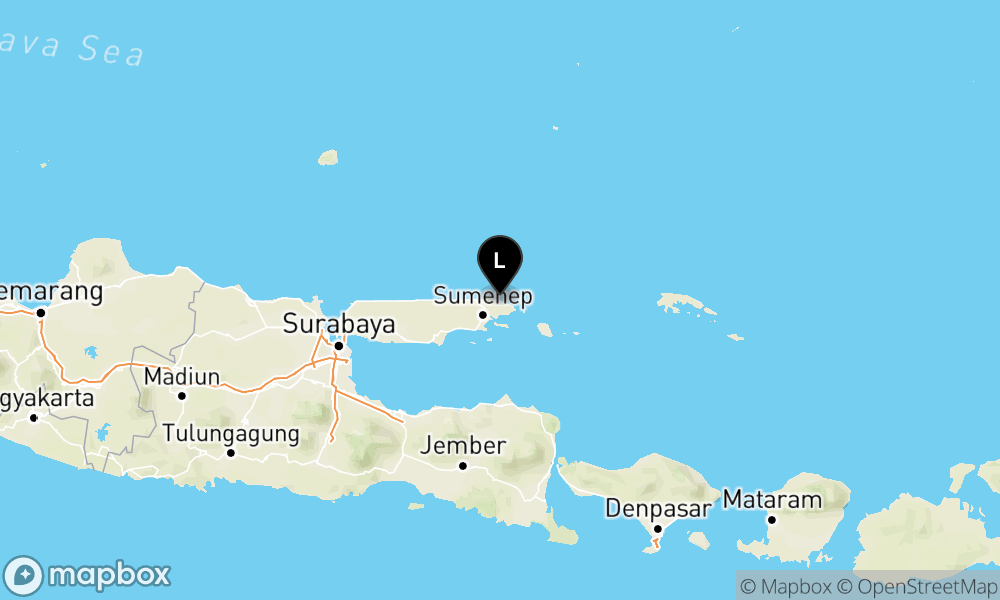 Peta Gempa Pusat gempa berada di darat 21 km timur laut Sumenep