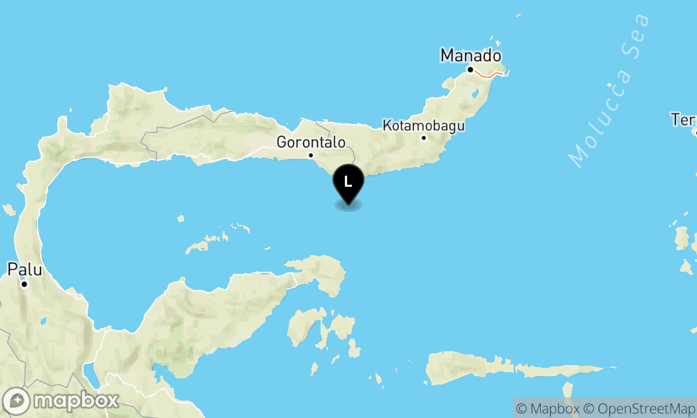 Peta Gempa 74 km BaratDaya BOLAANGUKI-BOLSEL-SULUT