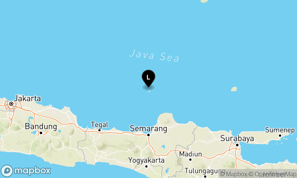 Peta Gempa Pusat gempa berada di laut 92 km barat laut Jepara