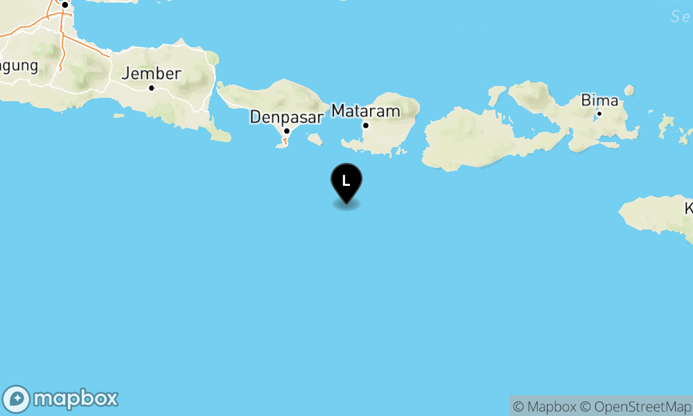Peta Gempa Pusat gempa berada di laut 94 km barat daya Lombok Barat