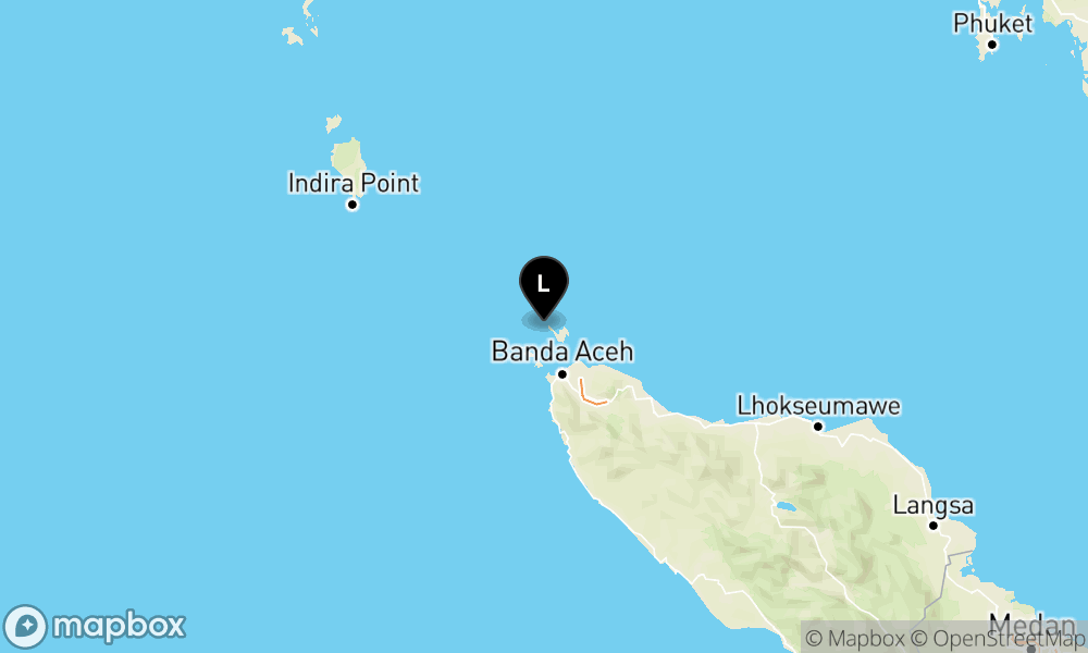 Peta Gempa Pusat gempa berada di laut 14 km BaratDaya Kota Sabang