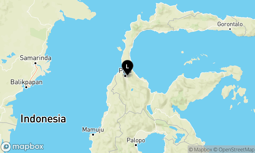 Peta Gempa Pusat gempa berada di darat 8 km Timur Palu