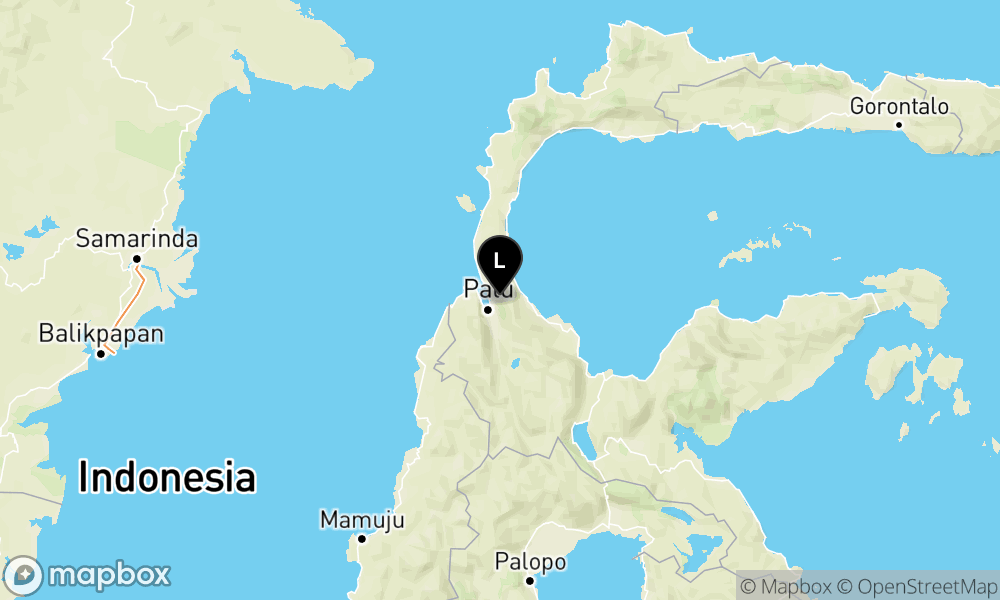 Peta Gempa Pusat gempa berada di darat 46 km Tenggara Donggala