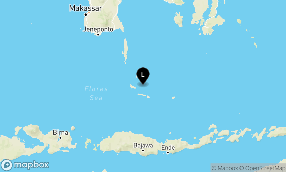 Peta Gempa Pusat gempa berada di laut 100 km tenggara Selayar