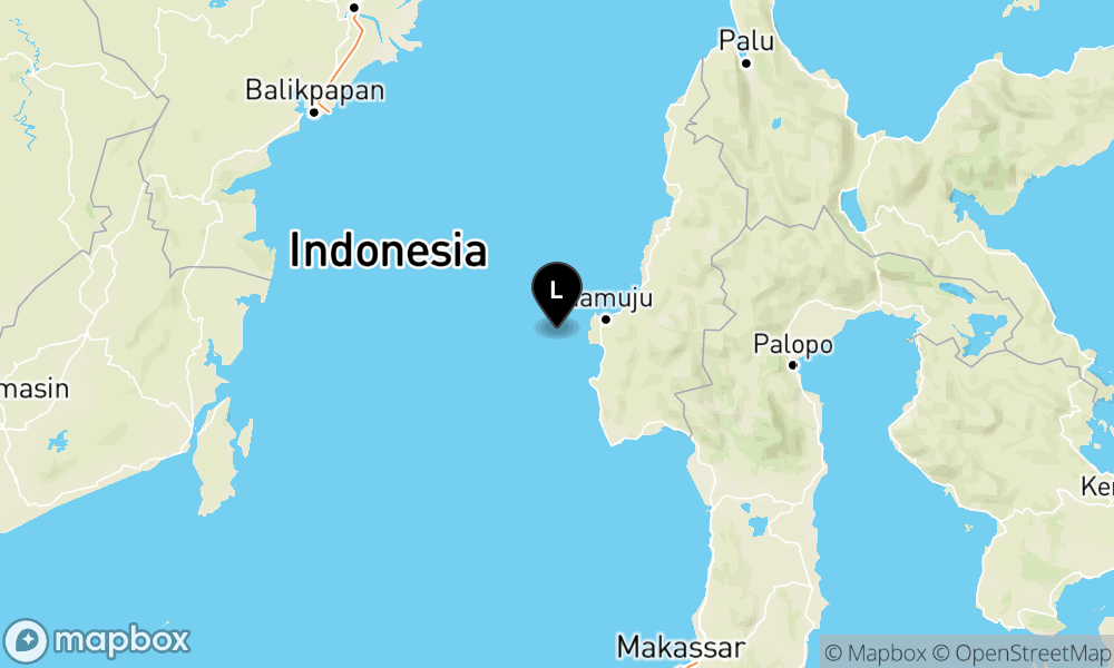 Peta Gempa Pusat gempa berada di laut 48 Km Barat laut Majene