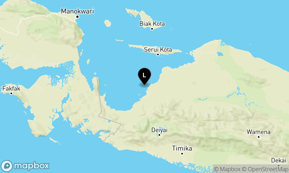 Peta Gempa Pusat gempa berada di laut 87 Km Timur laut Nabire