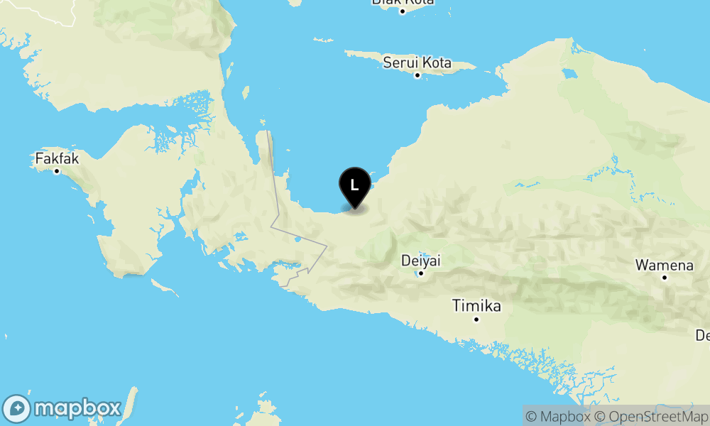 Peta Gempa Pusat gempa berada di darat 25 km BaratLaut Nabire