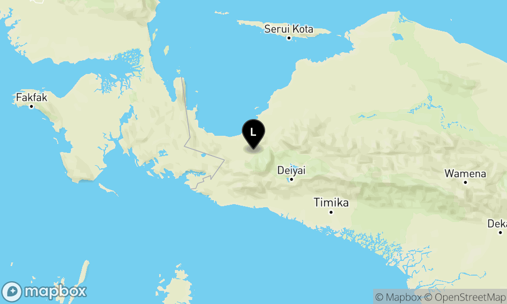 Peta Gempa Pusat gempa berada di darat 15 km baratdaya Nabire