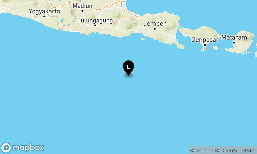 Peta Gempa Pusat gempa berada di laut 167 km BaratDaya Lumajang