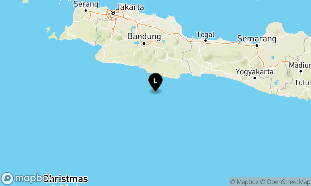 Peta Gempa Pusat gempa berada di laut 84 km BaratDaya Pangandaran