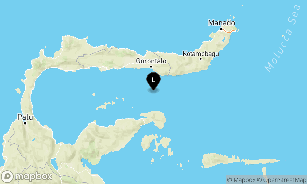 Peta Gempa 70 km BaratDaya BONEBOLANGO-GORONTALO