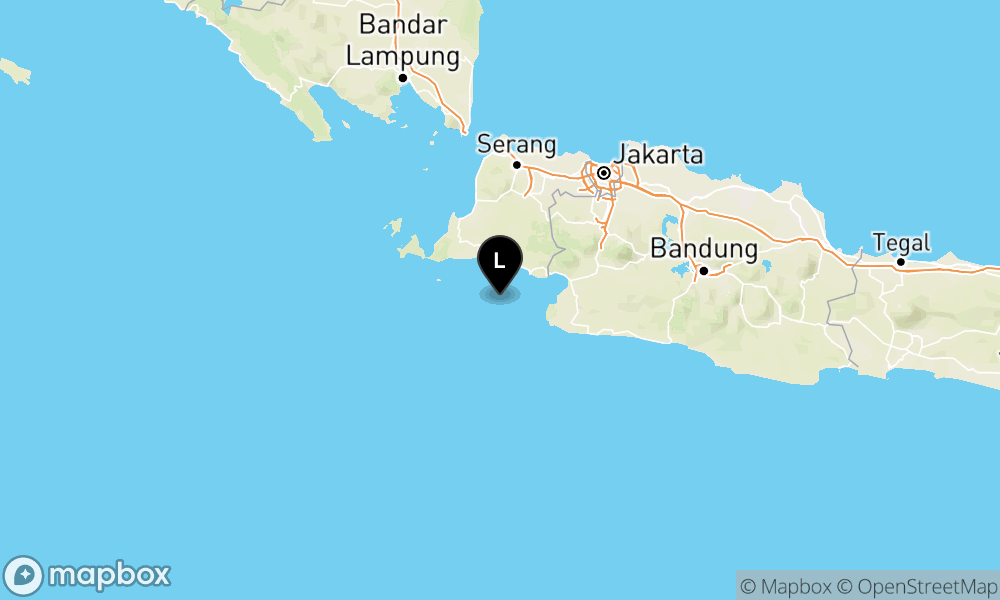 Peta Gempa Pusat gempa berada di laut 36 km barat daya Bayah