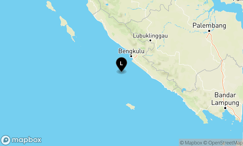 Peta Gempa 68 km BaratDaya BENGKULU-BENGKULU