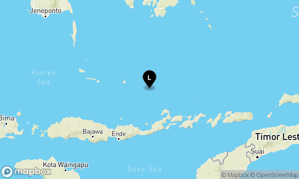 Peta Gempa 100 km BaratLaut LARANTUKA-NTT