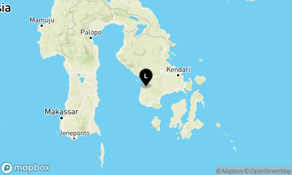 Peta Gempa Pusat gempa berada di darat 30 km tenggara Kolaka