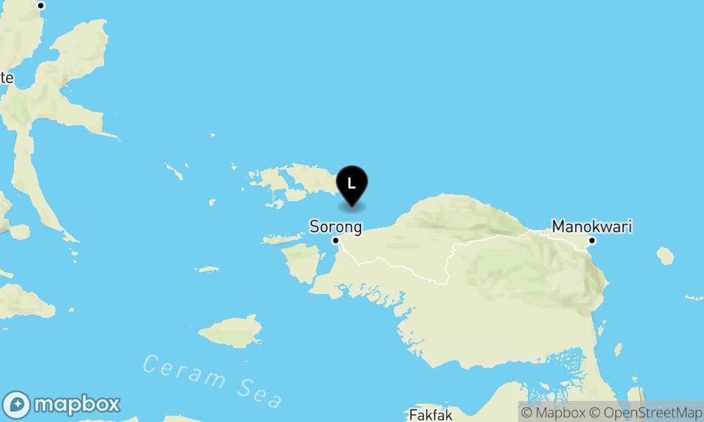 Peta Gempa Pusat gempa berada di laut 41 km Timur Laut Kota Sorong