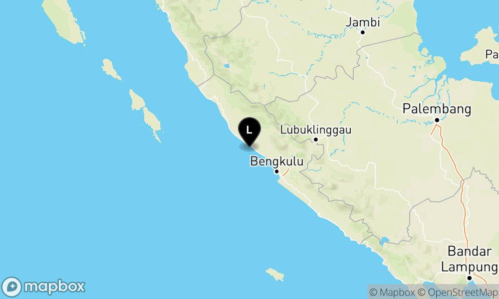 Peta Gempa Pusat gempa berada di laut 39 km Barat Daya Bengkulu Utara