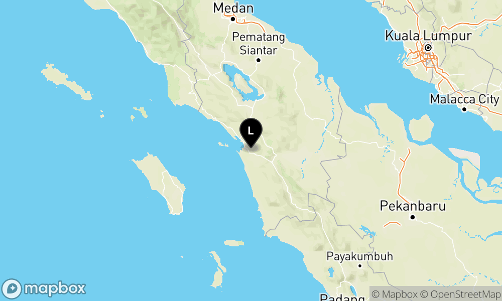 Peta Gempa Pusat gempa berada di darat 20 km Tenggara Tapanuli Tengah