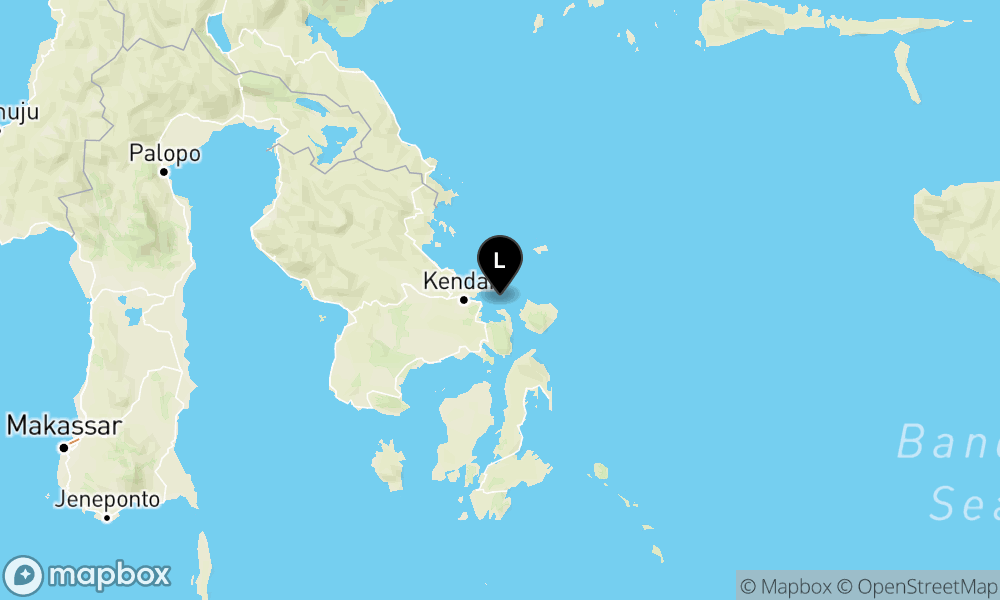 Peta Gempa Pusat gempa berada di laut 16.6 km timur laut Moramo Utara, Kab.Konawe Selatan