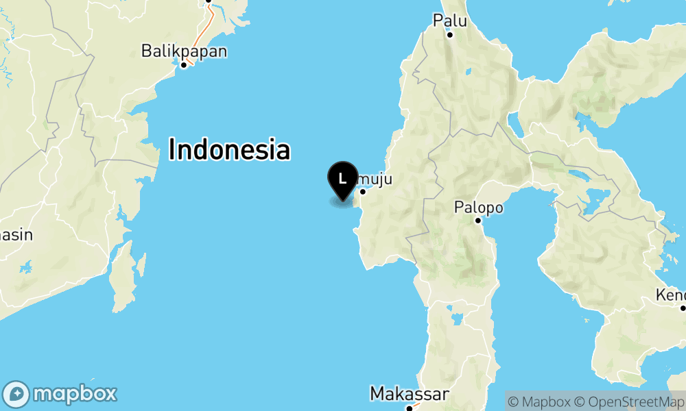 Peta Gempa Pusat gempa berada di Laut 35 Km Barat Laut Majene