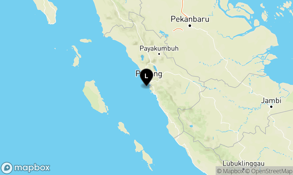 Peta Gempa Pusat gempa berada di laut 21 km barat daya Padang