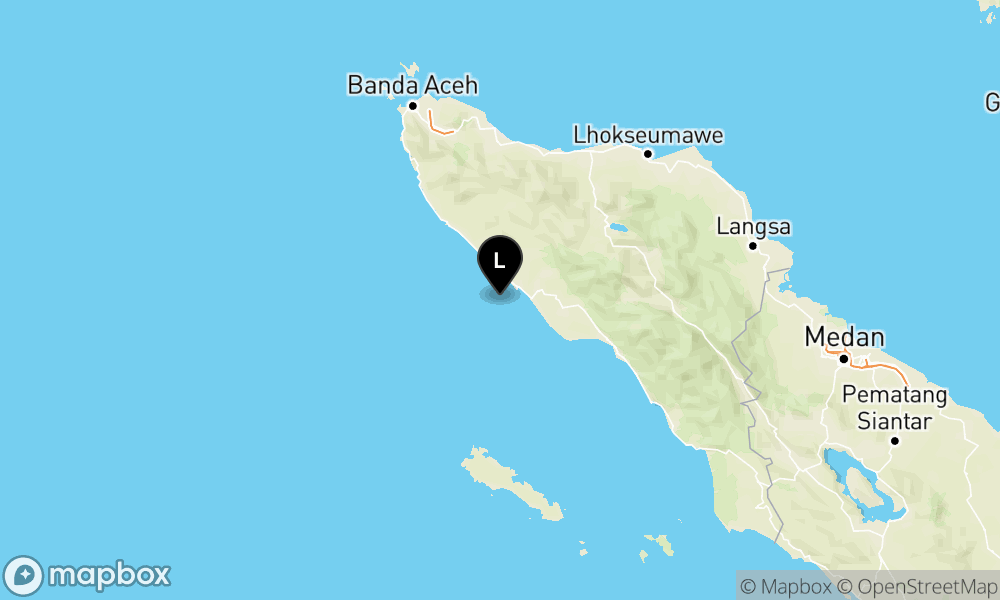 Peta Gempa Pusat gempa berada di laut 17 km baratdaya Meulaboh