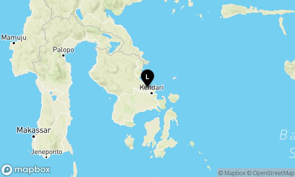 Peta Gempa Pusat gempa berada di darat 6.3 km barat daya Motui, Kab. Konawe Utara