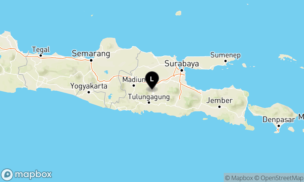 Peta Gempa Pusat gempa berada di darat 9 km BaratLaut Kota Kediri